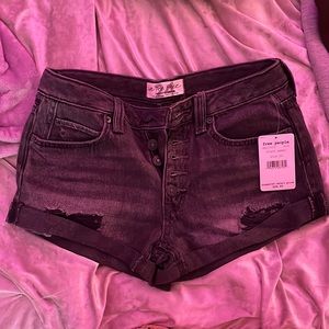 Free People Black Distress Shorts